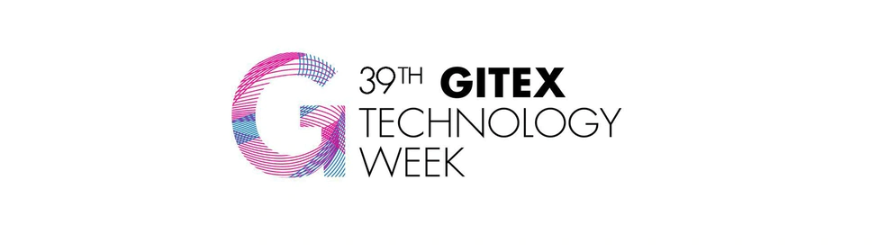 A GITEX graphic image in drak blue with red lettering
