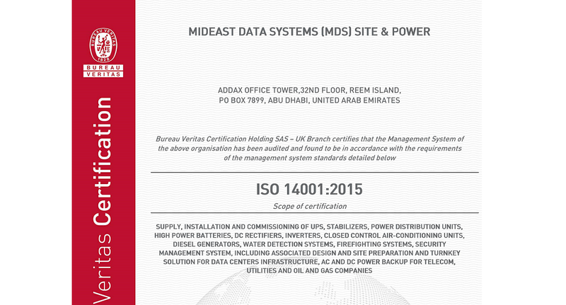Le certificat MDS Site & Power ISO 14001 - la gestion de l'environnement est de plus en plus importante dans le paysage technologique d'aujourd'hui. Crédit photo - MDS Site & Power