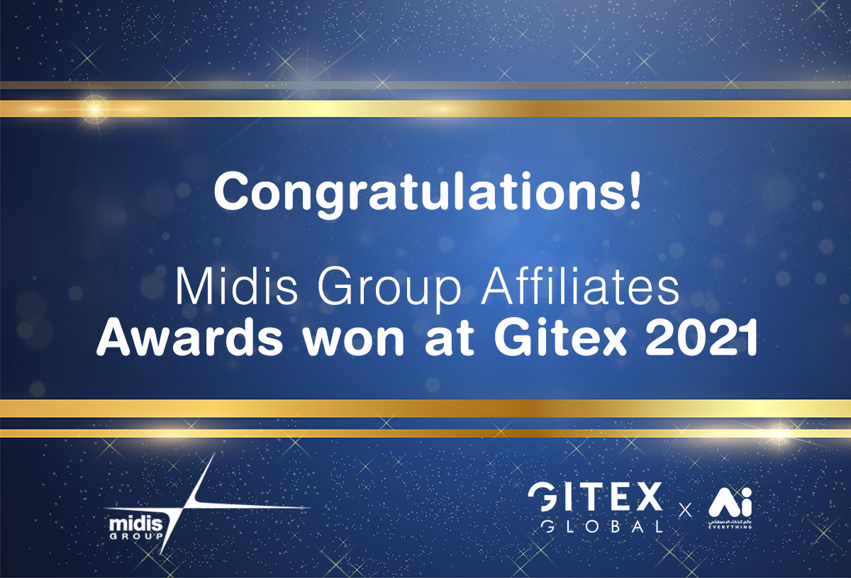 A GITEX graphic image in drak blue with red lettering