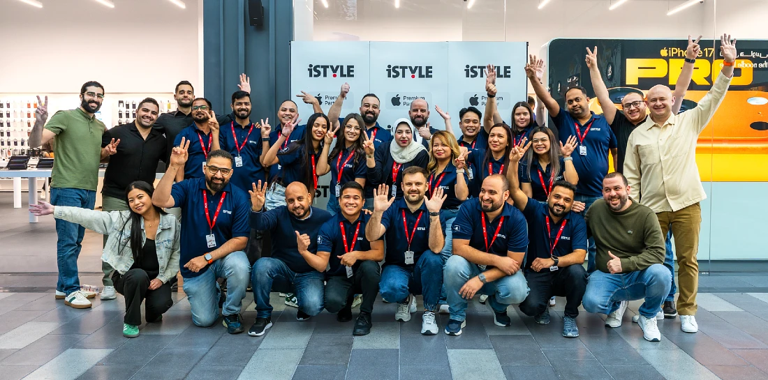 Group photo of an instore team from a hi tech store